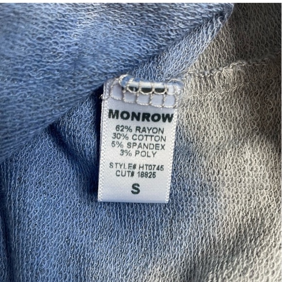 Monrow + Soul Cycle Dip Dyed Crew Neck Sweatshirt Blue Long Sleeve Small - Picture 8 of 9
